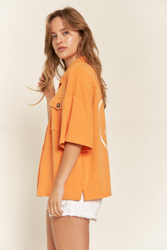 PLUS SIZE SMILE FACE BACK SHIRTS TOP-3 COLORS