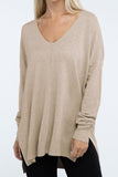 Hi-Low Hem Front Seam Sweater Top- 5 Colors