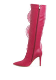 Chinkara Sheer Big Rose Detail Long Boots- 3 Colors