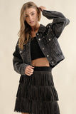 RHINESTONE SUEDE FRINGE SKIRT-6 COLORS