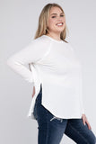 Plus Size Melange Baby Waffle Long Sleeve Top-5 Colors