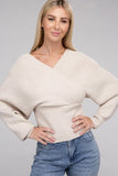 Viscose Cross Wrap Pullover Sweater Top- 4 Colors