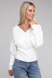 Viscose Cross Wrap Pullover Sweater Top- 4 Colors