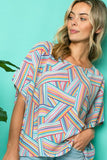 MULTI GEO PRINT WOVEN KIMONO TOP-2 COLORS