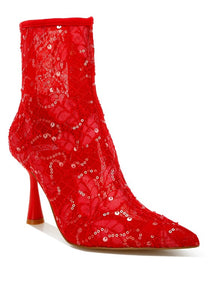 Samia Sequin Lace Boots- 3 Colors