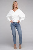 Viscose Cross Wrap Pullover Sweater Top- 4 Colors