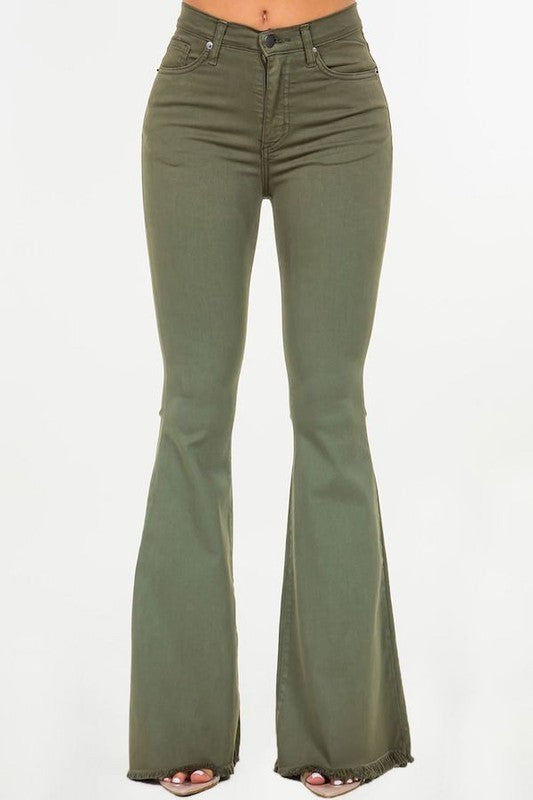 Bell Bottom Jean in Olive- Inseam 30