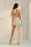 Crochet Patched Long Fringe Top