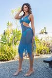 Relaxing Crochet with Tinsel Bottom Mid Cutout Coverup-5 Colors