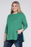 Plus Size Melange Baby Waffle Long Sleeve Top-5 Colors