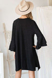 Plus Size Glitter Bell Sleeve Kimono Style Cardigan