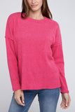 Ribbed Brushed Melange Hacci Sweater with a Pocket-5 Colors