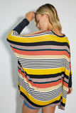 MULTI ENGINEERING STRIPE PRINT JERSEY OVERSIZE BOX- 2 COLORS