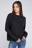 Ribbed Brushed Melange Hacci Sweater with a Pocket-5 Colors