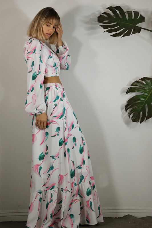 Botanical Printed Maxi Skirt Set