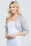 3/4 Sleeve Sheer Chiffon Open Front Bolero- 9 Colors