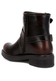 Allux Brushed Faux Leather Pin Buckle Brown Boots