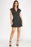 Side Pleated Blazer Flare Mini Dress