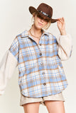 Multi Plaid Fuzzy Sleeve Jacket-2 Colors