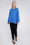 Ribbed Brushed Melange Hacci Henley Sweater- 5 Colors