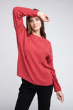 Ribbed Brushed Melange Hacci Sweater with a Pocket-5 Colors