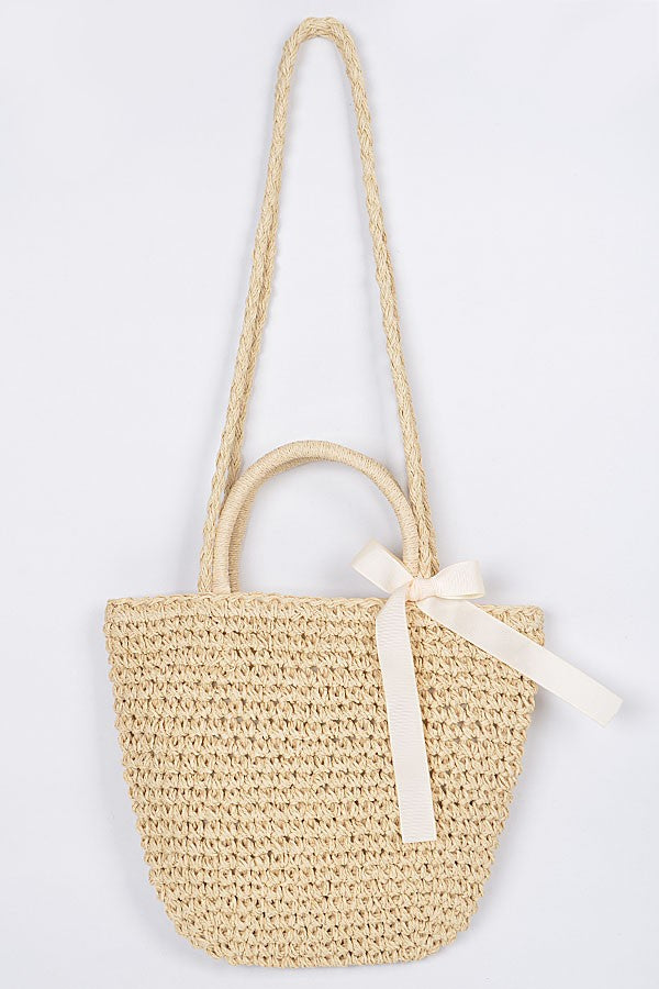 Too Cute For Her Straw Clutch With Ribbon- Multiple Colors