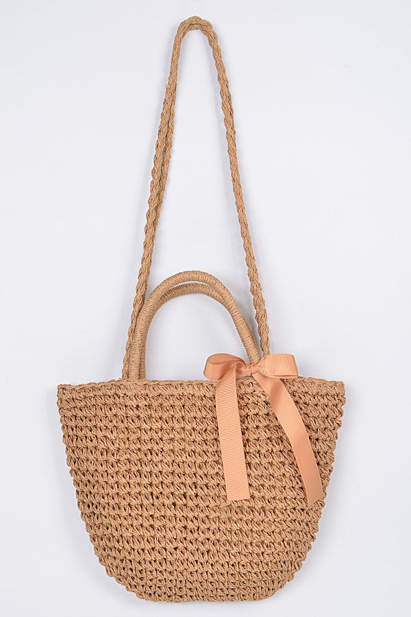 Too Cute For Her Straw Clutch With Ribbon- Multiple Colors