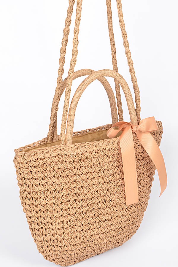 Too Cute For Her Straw Clutch With Ribbon- Multiple Colors