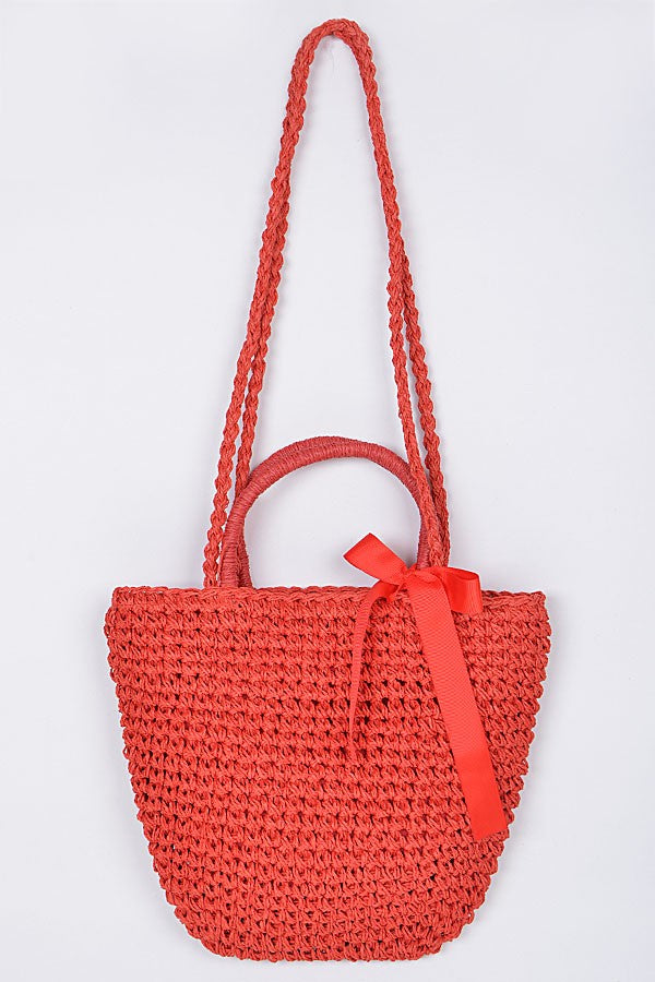 Too Cute For Her Straw Clutch With Ribbon- Multiple Colors