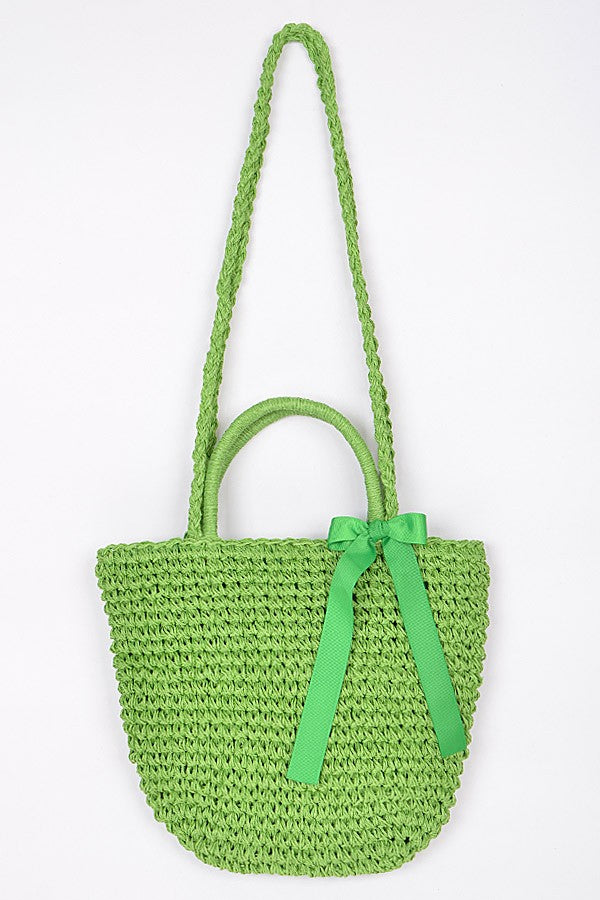 Too Cute For Her Straw Clutch With Ribbon- Multiple Colors