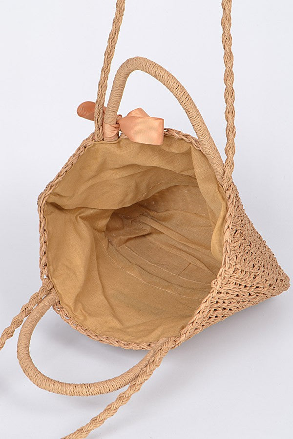 Too Cute For Her Straw Clutch With Ribbon- Multiple Colors