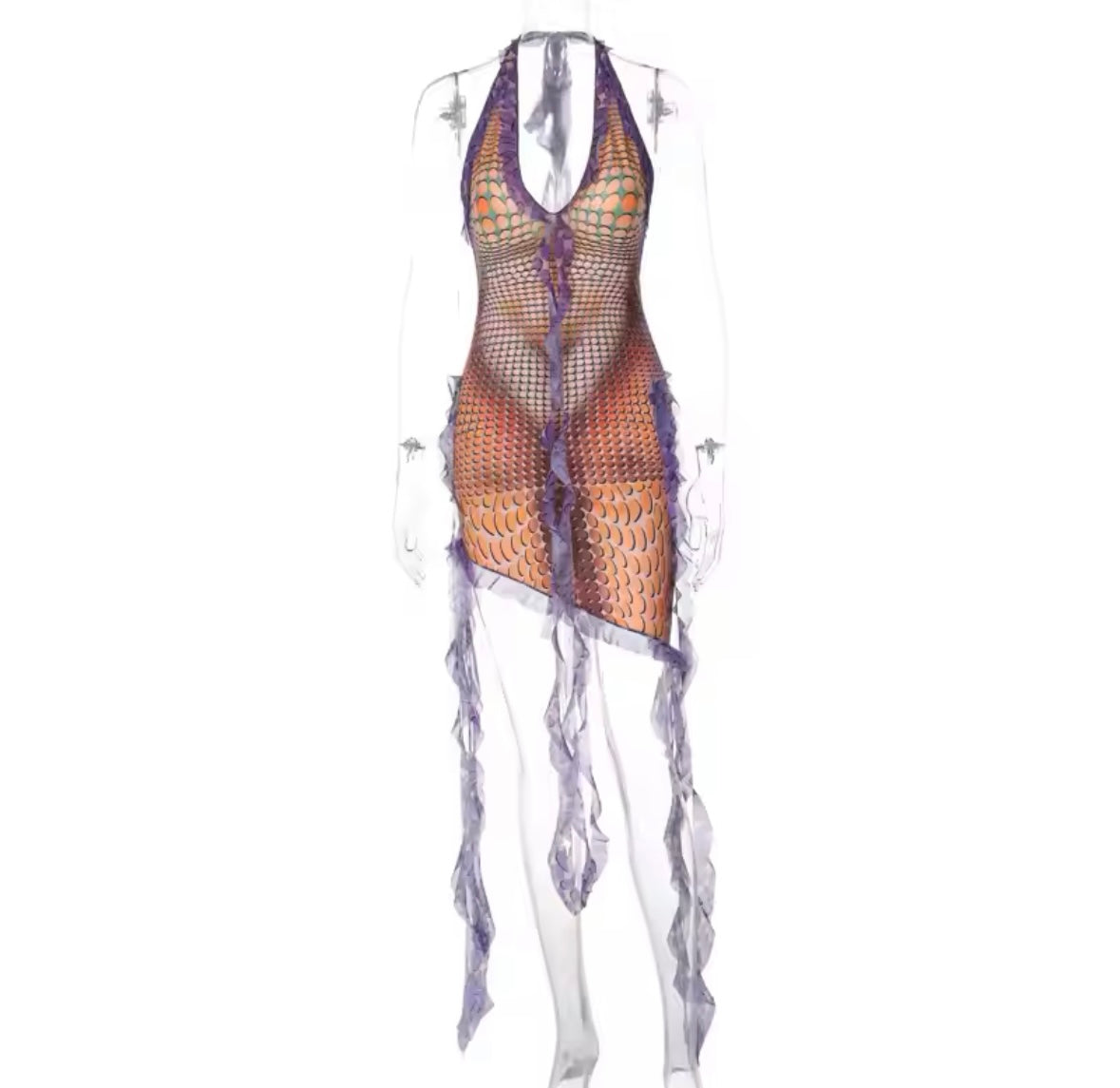 Women Abstract Sexy Mesh Dress