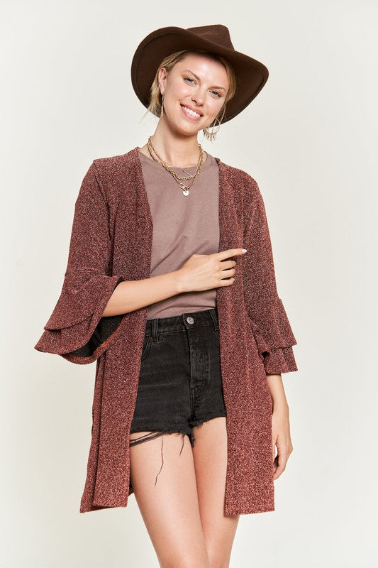 Glitter Bell Sleeve Kimono Cardigan