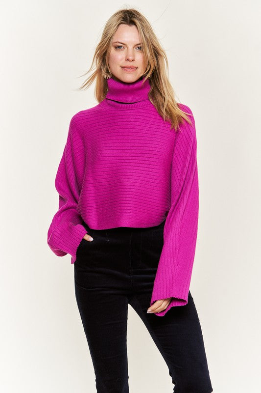 Mock Neck Wide Sleeves Top-2 Colors