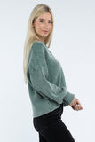 Washed Collared Henley Sweater Top- 6 Colors