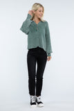 Washed Collared Henley Sweater Top- 6 Colors