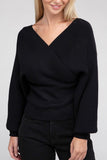 Viscose Cross Wrap Pullover Sweater Top- 4 Colors