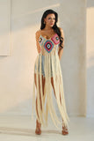 Crochet Patched Long Fringe Top