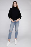 Viscose Dolman Sleeve Turtleneck Sweater Top- 5 Colors