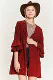 Plus Size Glitter Bell Sleeve Kimono Style Cardigan