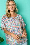 MULTI GEO PRINT WOVEN KIMONO TOP-2 COLORS