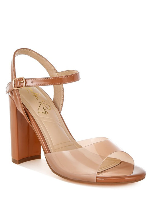Kessel Tinted Clear Strap Block Heel Sandals- 2 Colors