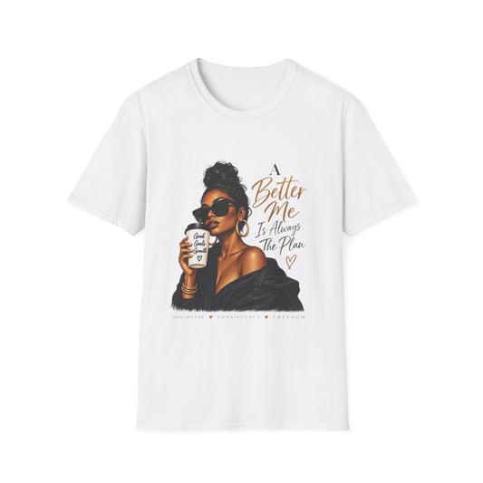 Inspirational Graphic Tee — “A Better Me” Coffee Girl T-Shirt