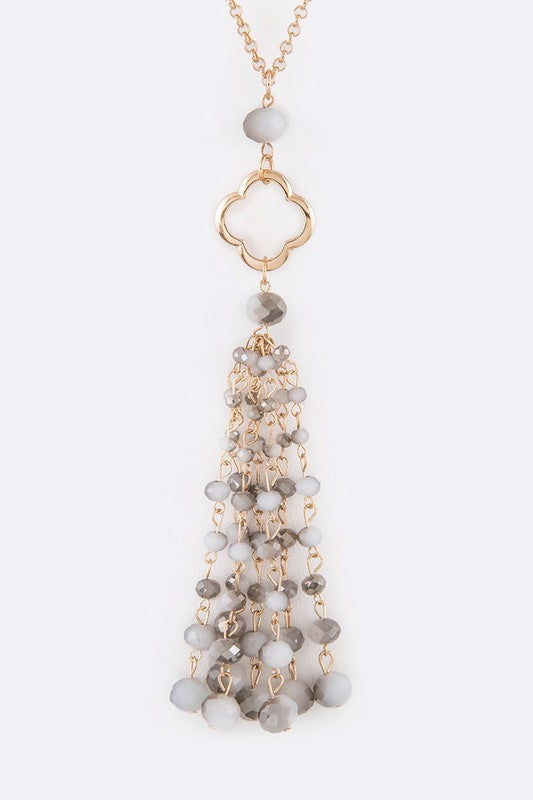 Clover & Bead Tassel Necklace Set