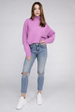 Viscose Dolman Sleeve Turtleneck Sweater Top- 5 Colors