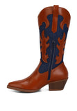 Fallon Faux Leather Patchwork Cowboy Boots-2 Colors