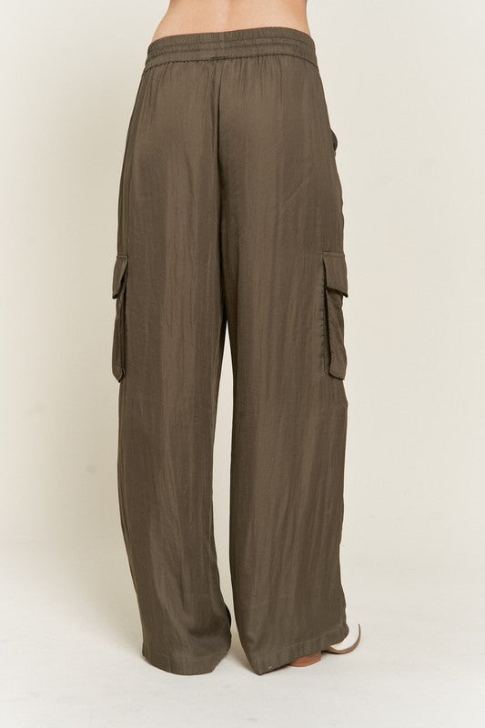SATIN CARGO PANTS-2 COLORS