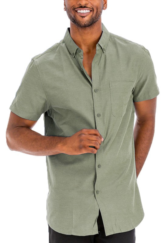 Weiv Men's Casual Short Sleeve Solid Shirts-11 Colors