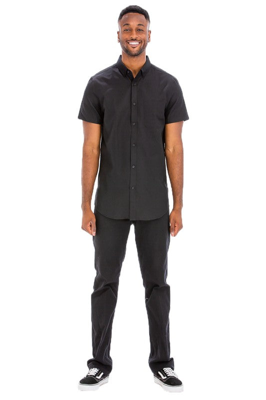 Weiv Men's Casual Short Sleeve Solid Shirts-11 Colors