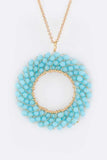 Beaded Hoop Pendant Necklace- 2 Colors